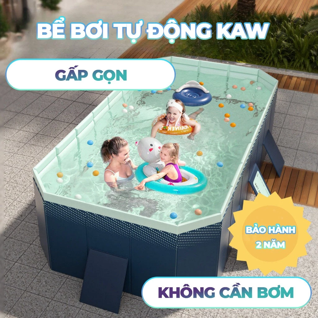 Bể Bơi Gấp Gọn KAW, Bể Bơi Tự Động Không Bơm, Chất Liệu Cao Cấp An Toàn - Tiết Kiệm Diện Tích